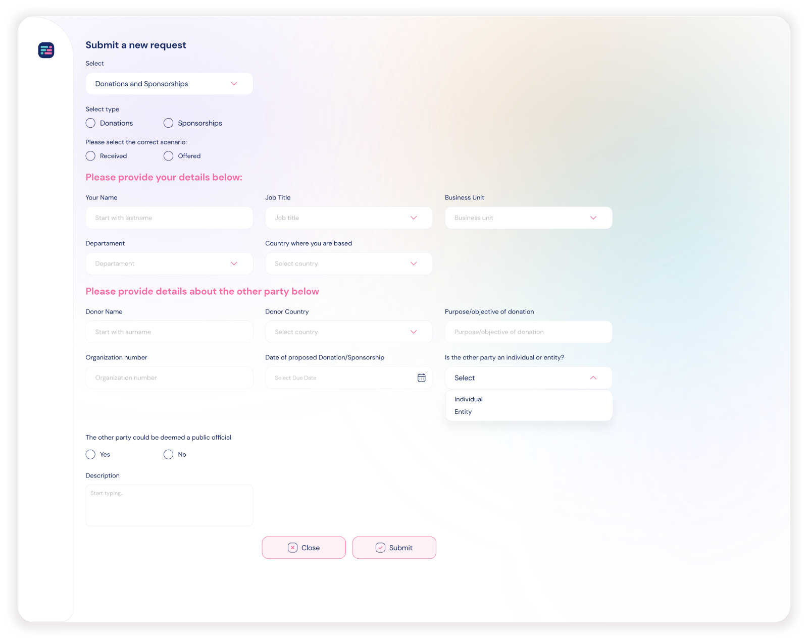 Fortifai — financial request submission